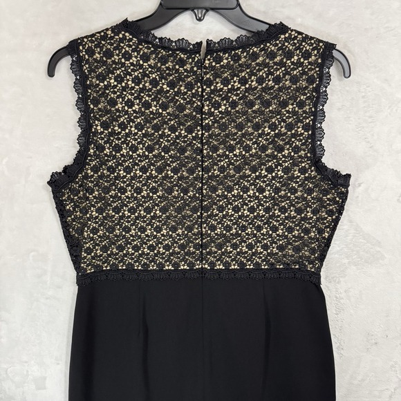 NEW Ivanka Trump Sleeveless Sheath Dress Size 16 Black Beige Floral Crochet Chic - Picture 13 of 14